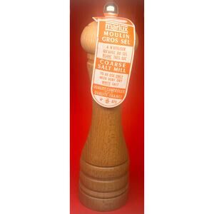 MarLUX Wooden Salt Mill Grinder France Beech Wood Coarse Salt Pepper Mill 8"
